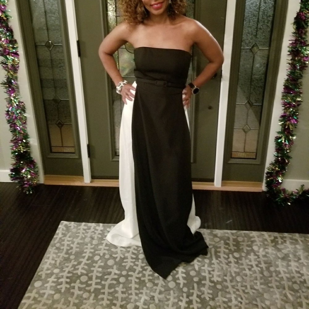 Black and white evening gown
